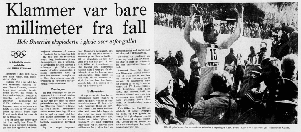Faksimile SA 6. februar 1976 - OL-gull til Franz Klammer